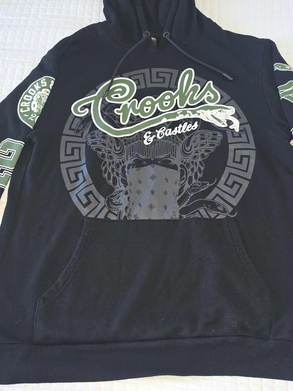 Crooks & Castles Black and Green Logo Hoodie